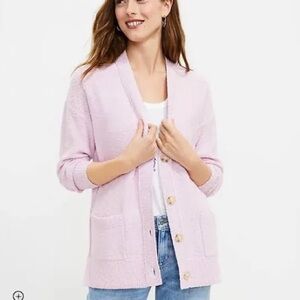 LOFT V-Neck Pocket textured Cardigan, Orchid, Small, preloved #57421